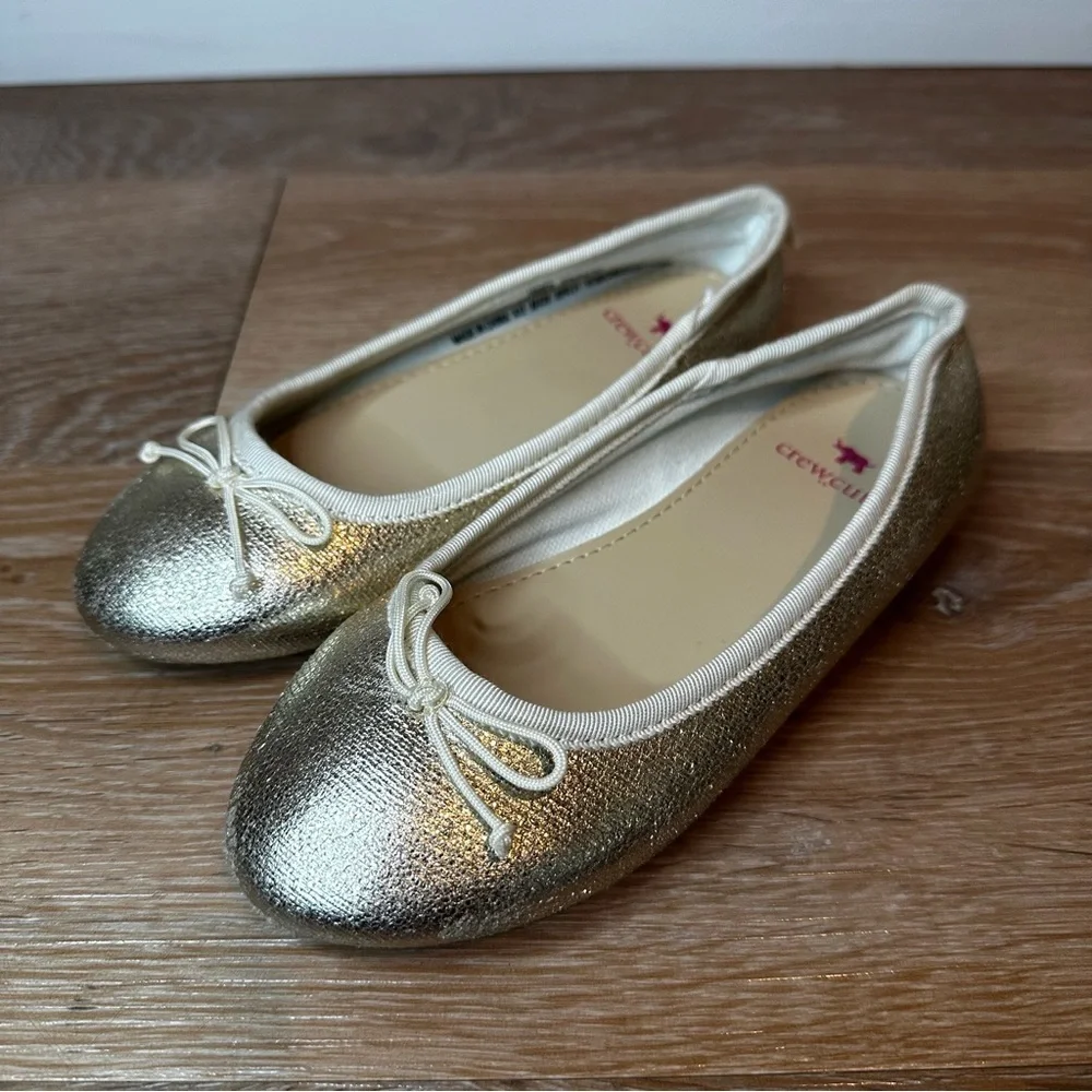 Crewcuts Toddler Girls Size 12 Metallic Gold Ballet Flats